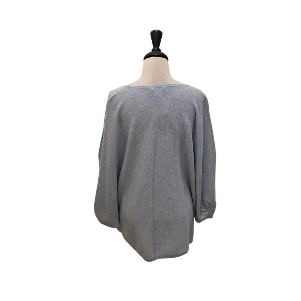 Garnet Hill Women's Heather Batwing Cashmere Pullover Sweater Gray Small NWT